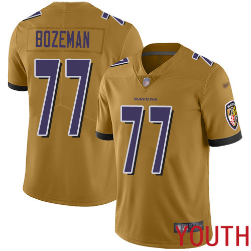 Baltimore Ravens Limited Gold Youth Bradley Bozeman Jersey NFL Football 77 Inverted Legend